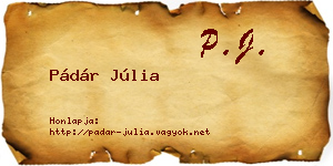 Pádár Júlia névjegykártya